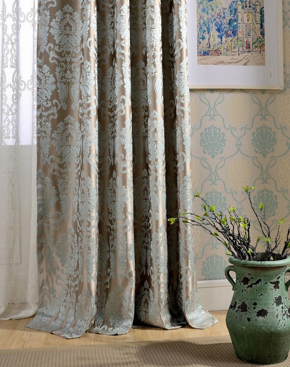 A Pair of Damask Curtains Made to Order . Dense Jacquard