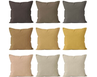 Solid Neutral Pillow Covers Set Mix and Match 18x18, Neutral Home Decor, Brown Beige Throw Couch Cushion Cover, Taupe Greige Pillow Cover