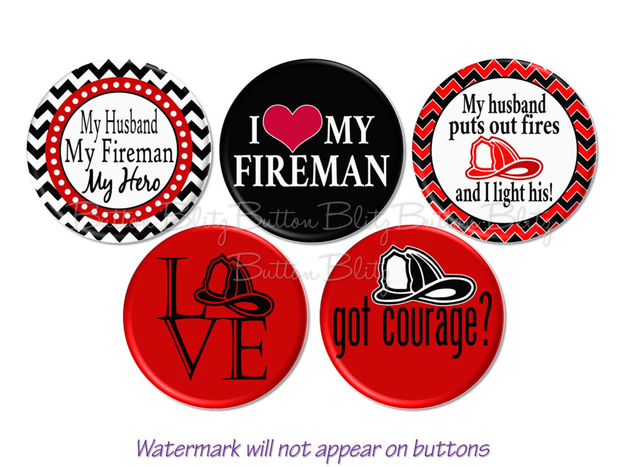 Firefighter Pinback Buttons Fireman Kitchen Magnets I Love