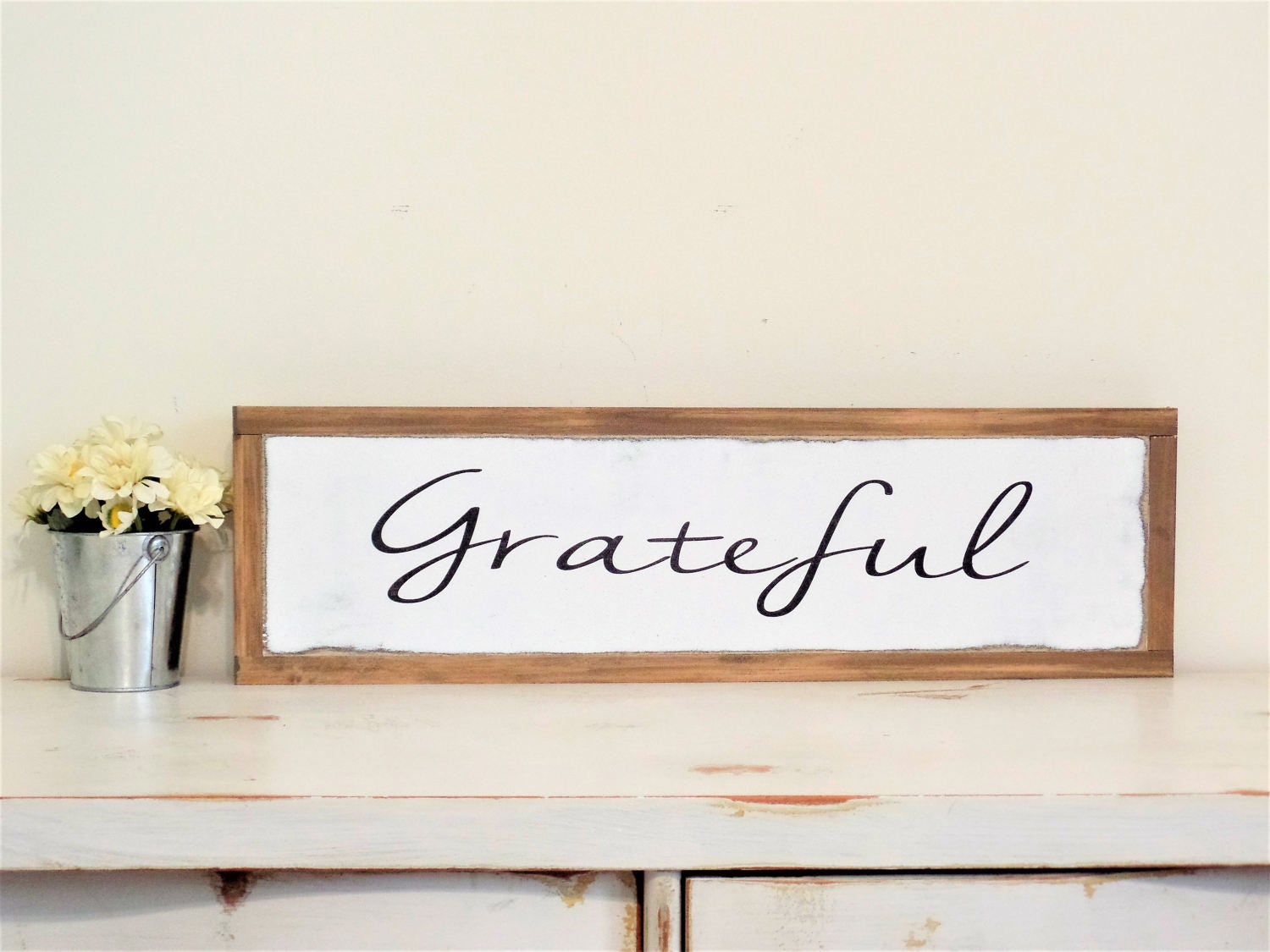 Grateful Wooden Sign Inspiration Wood sign Thankful Wall Art