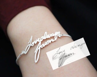 SALE 30% OFF- Signature Bracelet- Handwriting Bracelet- Memorial Personalized Jewelry- Bridesmaid Gift- Wedding Jewelry