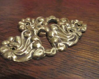 Pair of Vintage Brass Stamped Escutcheon Keyhole Covers ~ Brass Key Hole Covers