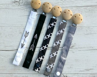 Pacifier clip / dummy clip with fabric strap