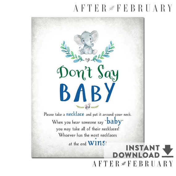 Dont Say Baby Game Necklace Saying Game Sign Boy Elephant