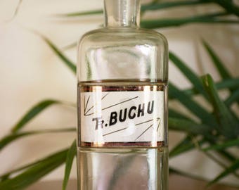 Antique Label Under Glass Apothecary Bottle