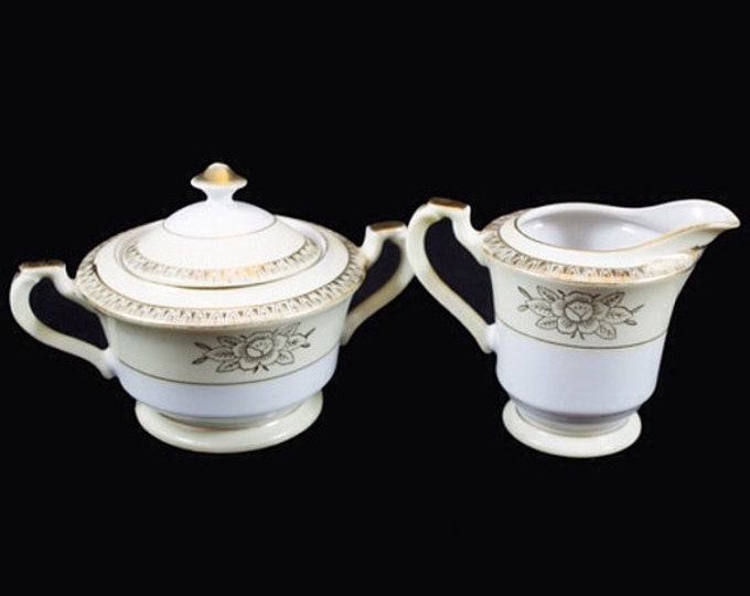 Storewide 25% Off SALE Chikaramachi Hand Painted Cream and Sugar Bowl with delicate scroll design