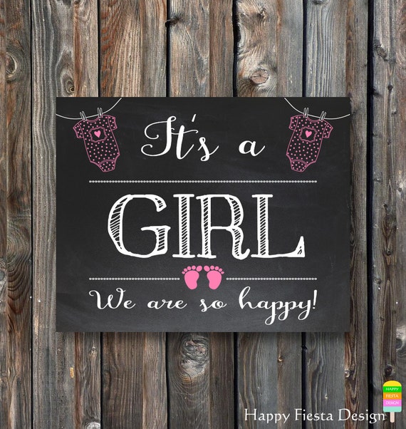 PRINTABLE It's A Girl SignBaby Gender Reveal Chalkboard