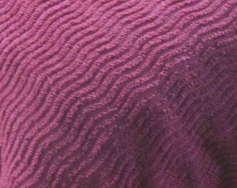 Chenille bedspread, large 106"x70", deep burgundy, cover throw, cotton, ribbed chenille, double bedspread, queensize, French vintage linen.