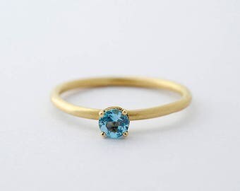 Ring "Ines" silver or gold 18 k, blue topaz stone