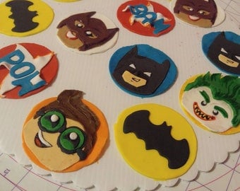 Lego Batman and friends fondant cupcake toppers and mini toppers