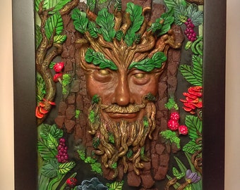 Green Man Deity Sculpture