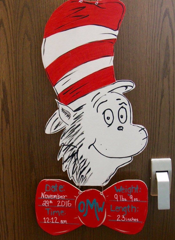 Cat In The Hat Wooden Hospital Sign Door Hanger