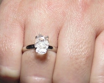 Raw Diamond Ring, Rough Diamond Ring, 1.85 Carat Uncut Diamond Ring, Anniversary Ring, Engagement Ring, Gold Diamond Ring, Herkimer Diamond