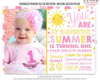 Sunshine Birthday Invitation Sunshine Invitation Our Little Sunshine Invite You Are My Sunshine Party Girls Sunshine Party Pink and Yellow