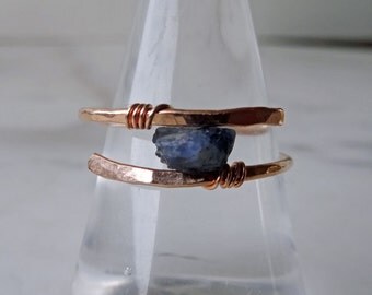 Raw Sapphire ring, solitaire Sapphire, blue Sapphire ring, September birthstone, boho chic ring, modern boho ring, raw ring,modern bohemian