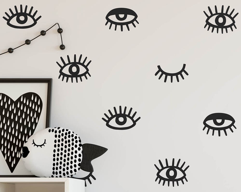 Eye Wall Decals Eyelash Decals Vinyl Wall Decals Modern