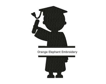 Grad Graduate Graduation Boy Split Font Frame Unique Urban Machine Embroidery Design digital File