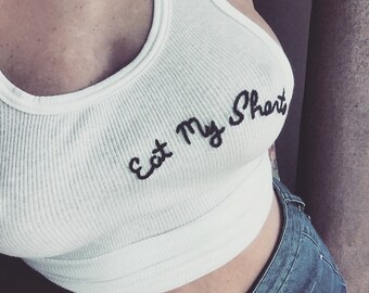Embroidered Tank Top | Eat My Shorts | Summer Fashion | Eco Fashion | Bart Simpson | The Simpsons | 90s | Funny