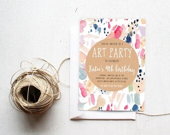Painting Party Birthday Invitation, Art Party, Watercolor, Printable Kids Birthday Invite (857)