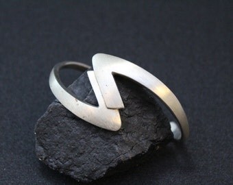 Vintage Sterling Silver Signed Taxco Modernist Cuff Bracelet with Silk Texture by SIGI PINEDA