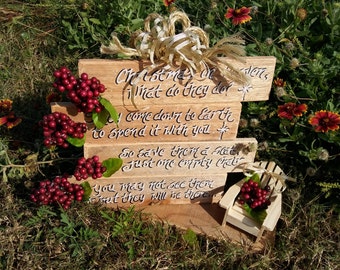 Christmas in Heaven Memorial Display Rustic Natural primitive finish with bows and berries Sympathy Christmas Gift with chair. Christmas