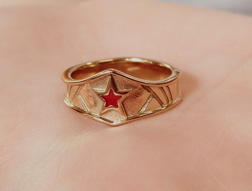 Ladies Custom gold plated surgical steel Wonder Woman Inspired Tiara Ring