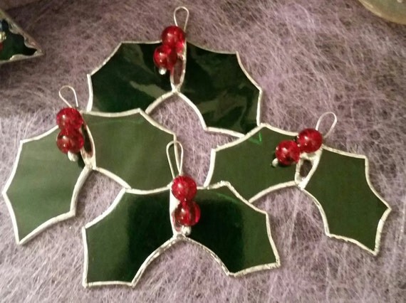 Stained Glass Holly Suncatcher Festive Decoration Tree