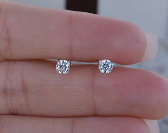 3MM Round Cz Stud Earrings. High Quality Cz Stud Earrings. Post Earrings. Small Studs. Sterling Silver Nickel Free Stud Earrings.
