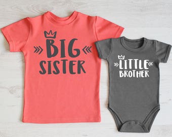 Big Sister Little Brother Outfit. Big Sister Shirt & Little Brother Bodysuit Set. Sibling Shirts. Matching Brother Sister Gifts.