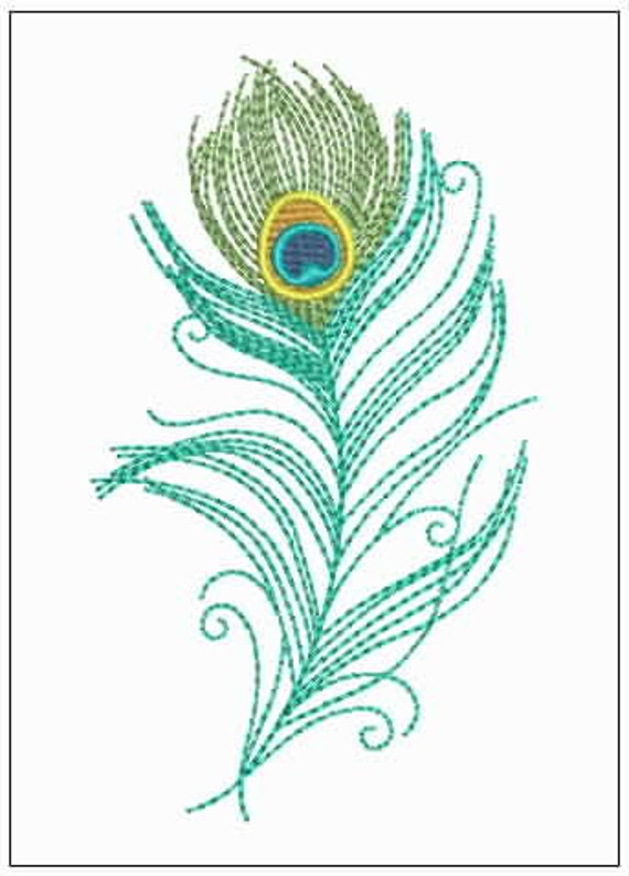 3.75T Medium Sketchy Peacock Feather Embroidery Design