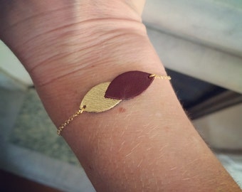 Bracelet 2 Flowers (gold/bordeaux)