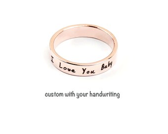 Custom Handwriting Ring, Handwriting Jewelry, Rose Gold Ring, Handwriting Ring, Handwritten Jewelry, Signature Jewelry, Personalized Ring