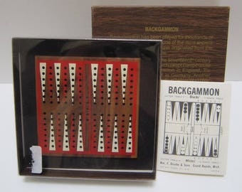NEW Travel Backgammon Set Vintage Board Game Travel Games Walnut Handcrafted Wood Wooden Backgammon Board and Plastic Pegs Drueke & Sons USA