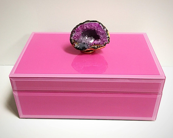 Geode Decor pink crystal geode jewelry box geode box pink box pink Geode Decor pink crystal geode jewelry box geode box pink box pink