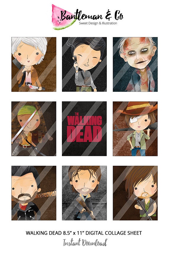 Items similar to Walking Dead Clipart, Printables, Stickers, Labels