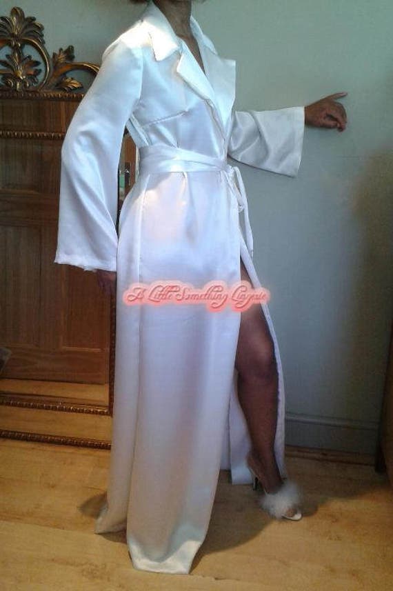 white satin robe bride