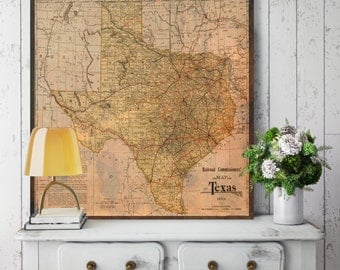 Old Texas wall Map 1841 Historical Texas map Antique