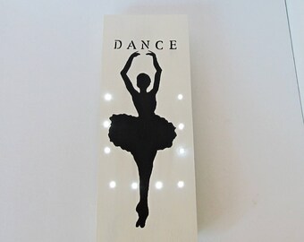 Ballerina Lamp, Ballerina Light, Ballerina Silhouette, Ballerina Sign, Dance Sign, Wood Dance Sign, Wood Wall Light, Ballerina Gift