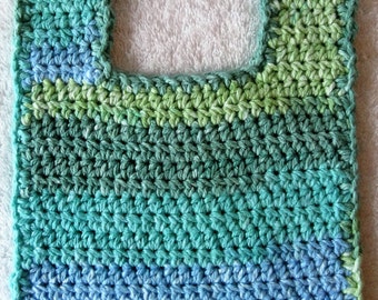Baby Bib, Blue Crochet Baby Bib, Crochet Baby Bib, Crochet Infant Bib, Blue Cotton Bib, Baby Boy Bib, Striped Baby Bib, Baby Shower Gift