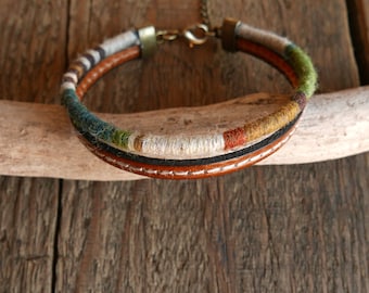 Gift for mens, Leather bracelet, Mens Bracelet, Woven and braided bracelet, Bohemian bracelet, Boyfriend gift, Mens gift, Dad gift