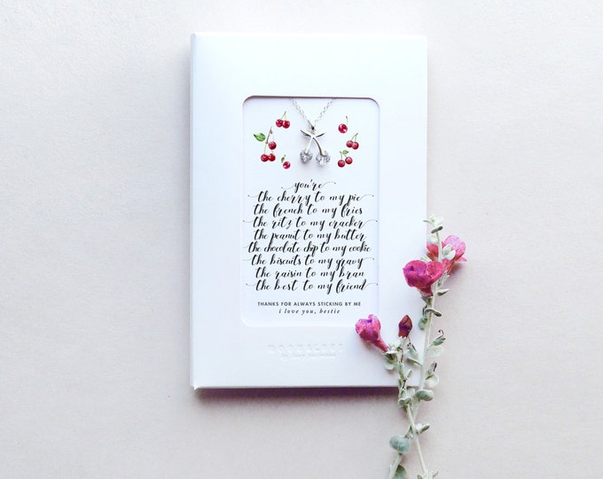 Bestfriend | You're the Cherry to My Pie | Sweet Funny Best Friend Miss You Birthday Long Distance Friendship Poem Quote Message Card
