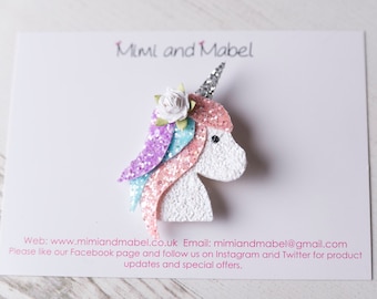 Unicorn Hair Clip - Unicorn Headband - Unicorn Gifts - Gifts for Girls - Sparkly Hair Clip - Glitter Hair Clips - Handmade Hair Clips