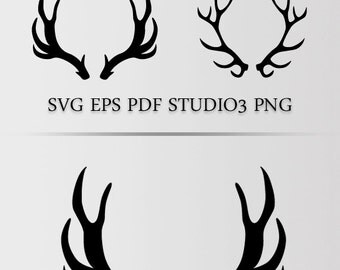 Antlers SVG, Set of 4 vectors, Cut File for Silhouette and Cricut machines, instant download, hunting svg, studio files, deer antlers