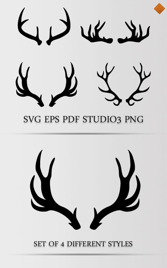 Download Antlers SVG, Set of 4 vectors, Cut File for Silhouette and ...