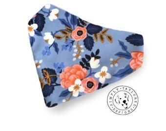 Blue Floral Dog bandana, Doggy Bandana, Over the Collar, Flower Bandana, Dog Gift, Cat Bandana, Gifts for Pets, Personalized, Monogram Dog