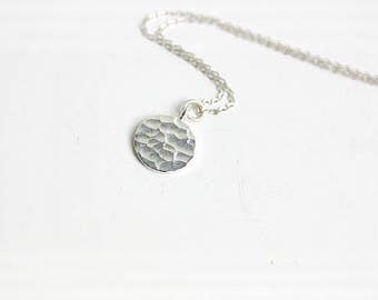 Silver Pendant Necklace, Silver Disc Necklace, Sterling Silver Necklace, Charm Necklace, Chain Necklace, Pendant Necklace, Silver Necklace,