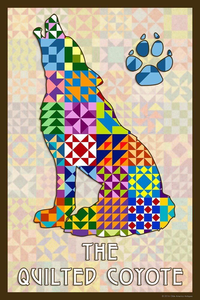 The Quilted Coyote Original Quilt Block Animal Silhouettes Series In Multicolor Or Earth Tone