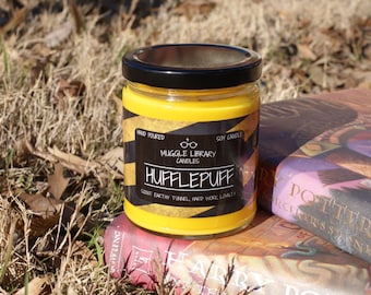 Hufflepuff - inspired by Harry Potter - hand poured soy candle - 9oz glass jar