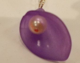 Purple Calla Lily Pendant with Pearl