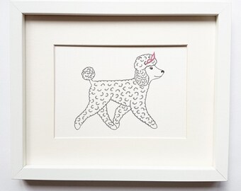 Poodle Print - Miniature Poodle Illustration - Funny Dog Print - Dog Lover Gift - Dog Art - Dog Owner Gift - Dog Princess - Dog Tiara